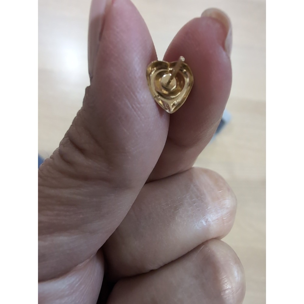 Vintage 1990s 14K Gold Cultured  Pearl Heart Earrings In Box - Picture 7 of 13